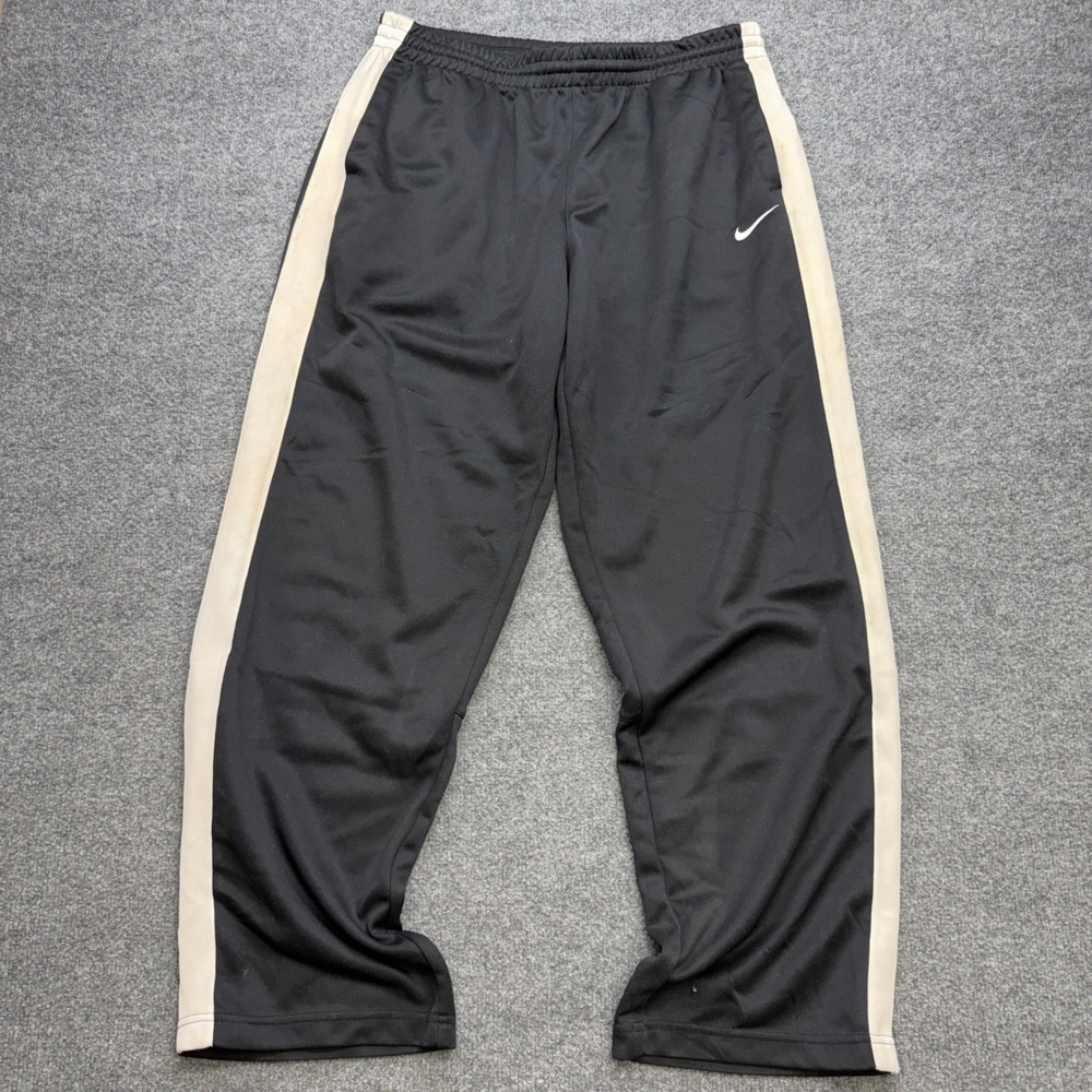 Nike The Athletic Dept Mens Track Pants Black Cream Stripe Straight Leg‎ Large